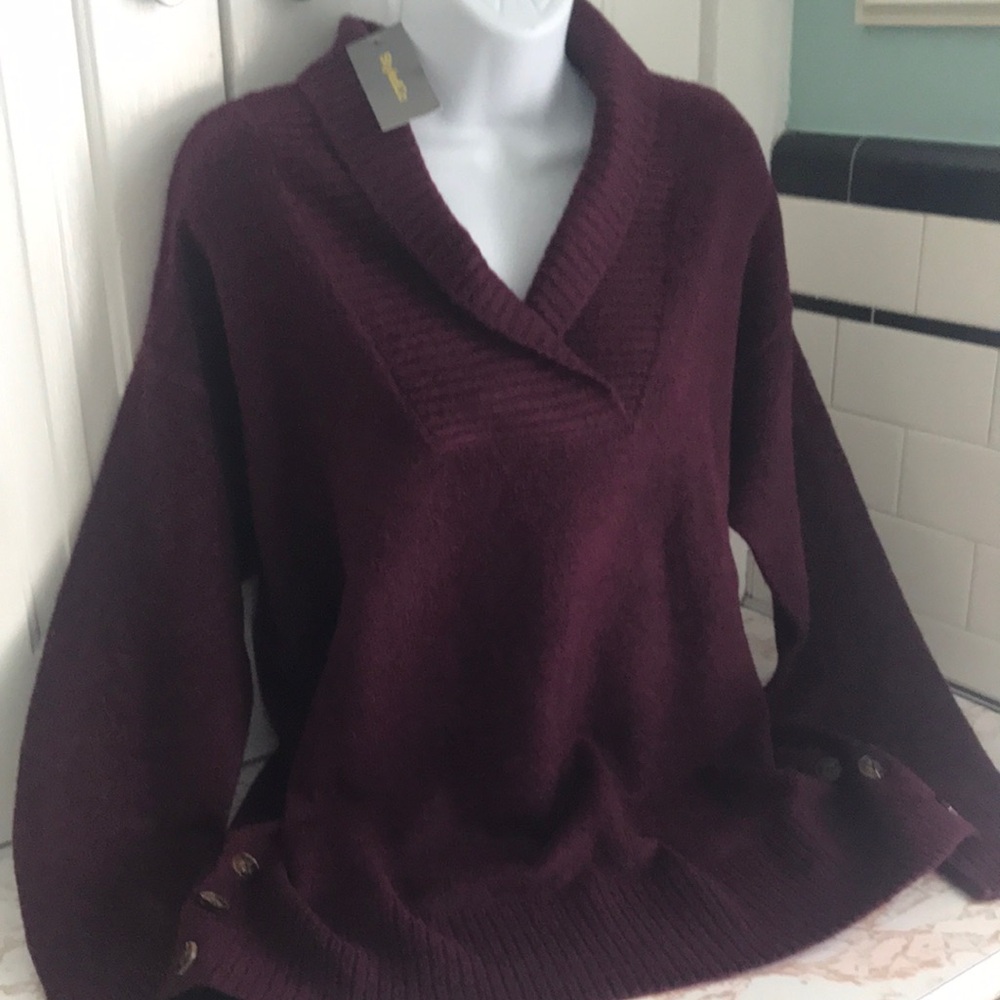 Style & Co. Deep Purple Shawl Neck Sweater